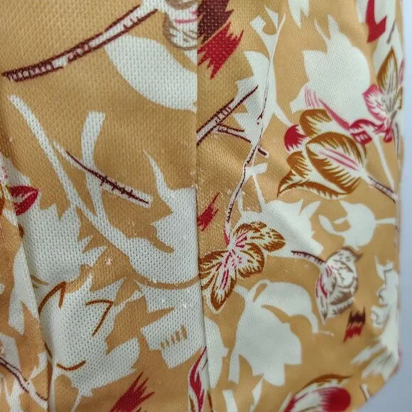 Vintage 70s No Brand Tag Yellow Floral Top Funky Groovy - Picture 8 of 9